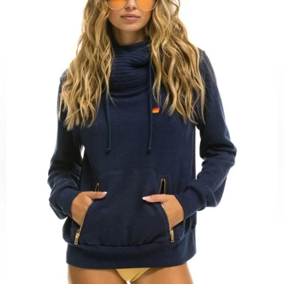 NWOT Aviator Nation Ninja Pullover Hoodie Navy Blue size Large - Picture 1 of 5